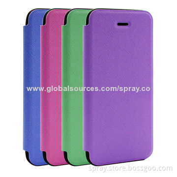 Slim Leather Flip Cases for iPhone, with TPU Case Inside, Unique Heat Pressing Mold for Combination